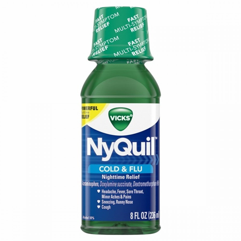Vicks NyQuil Nighttime Cold & Flu Relief Liquid, Berry Flavor, 8 fl oz
