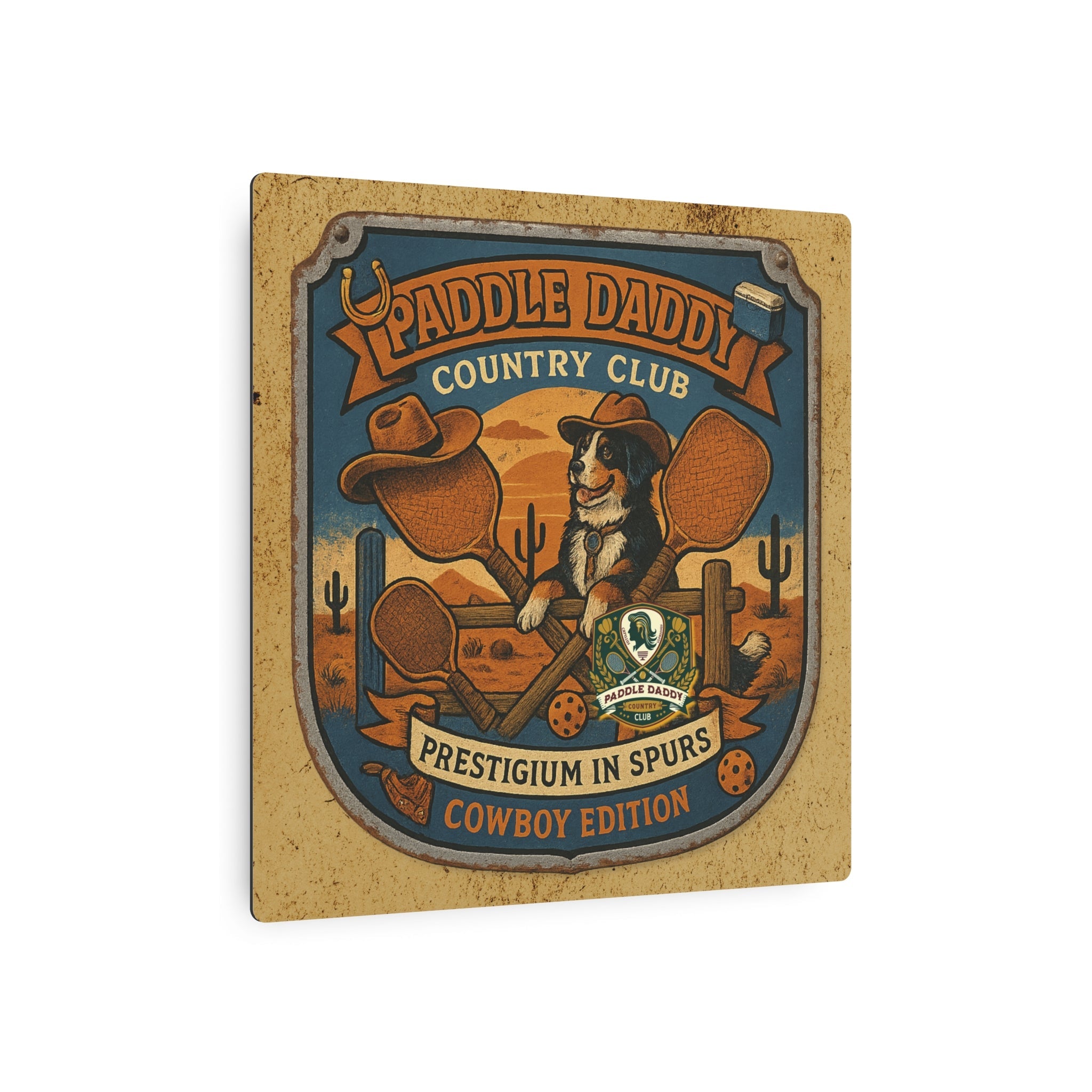 Cowboy Edition Metal Sign  Paddle Daddy Country Club Western Decor, Funny Ranch Wall Art, Chloe Dog Desert Badge
