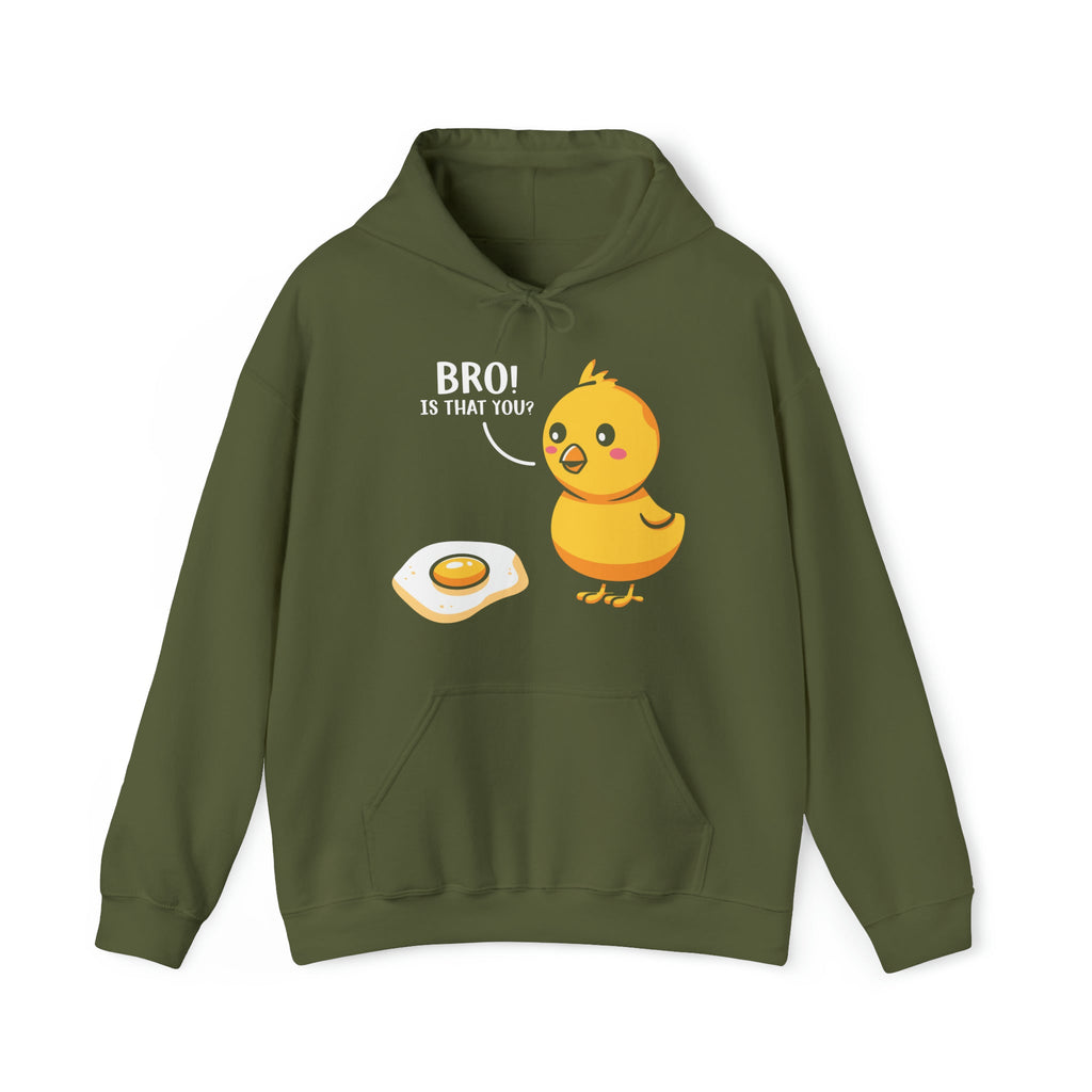 "DirkyThreadz 'Bro! Is That You?' Hoodie - Skurriles Cartoon-Küken- und Eier-Design"