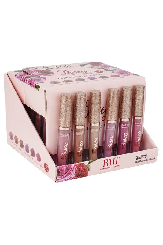 36er-Pack Rosey Nude – Matte Flüssige Lippenstifte