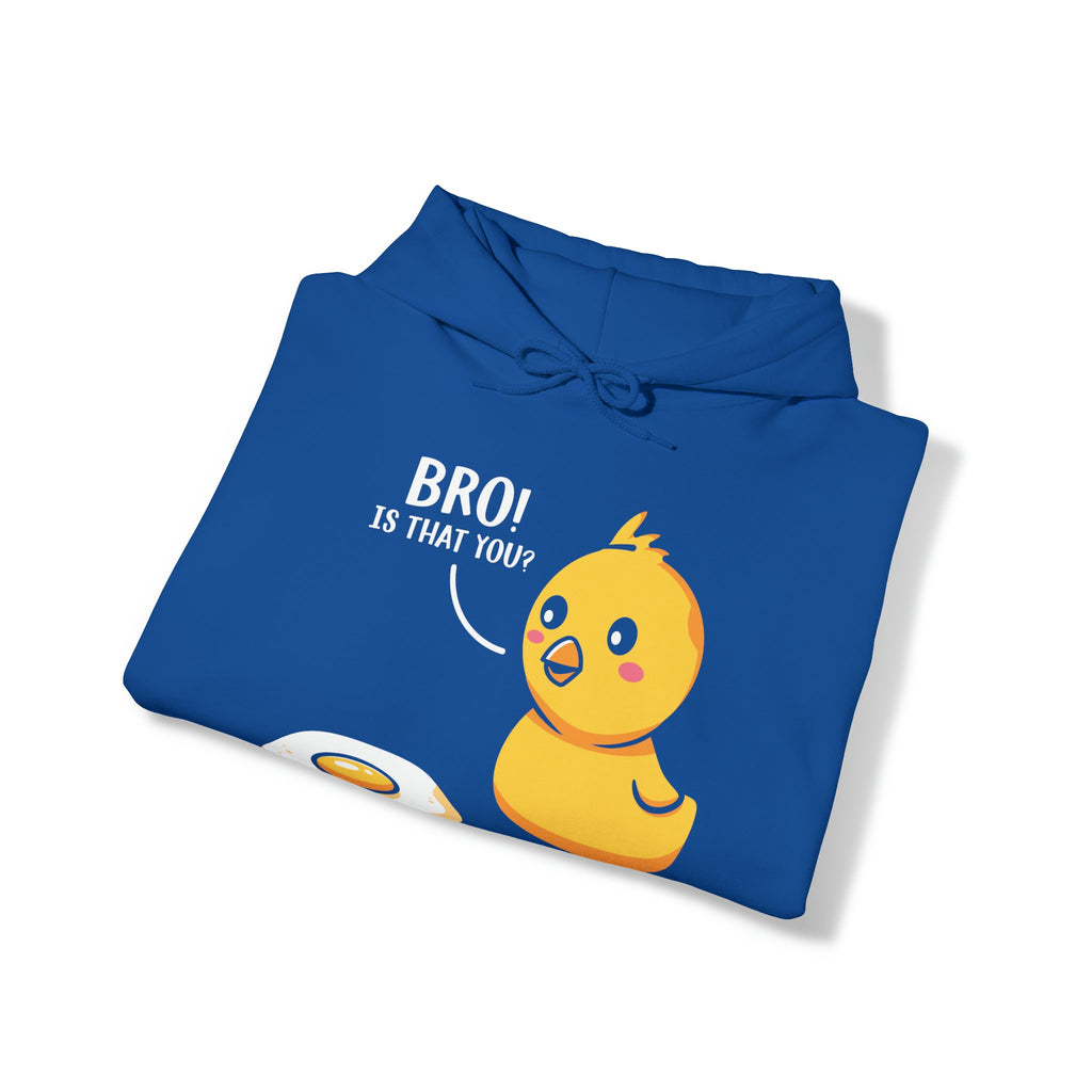 "DirkyThreadz 'Bro! Is That You?' Hoodie - Skurriles Cartoon-Küken- und Eier-Design"