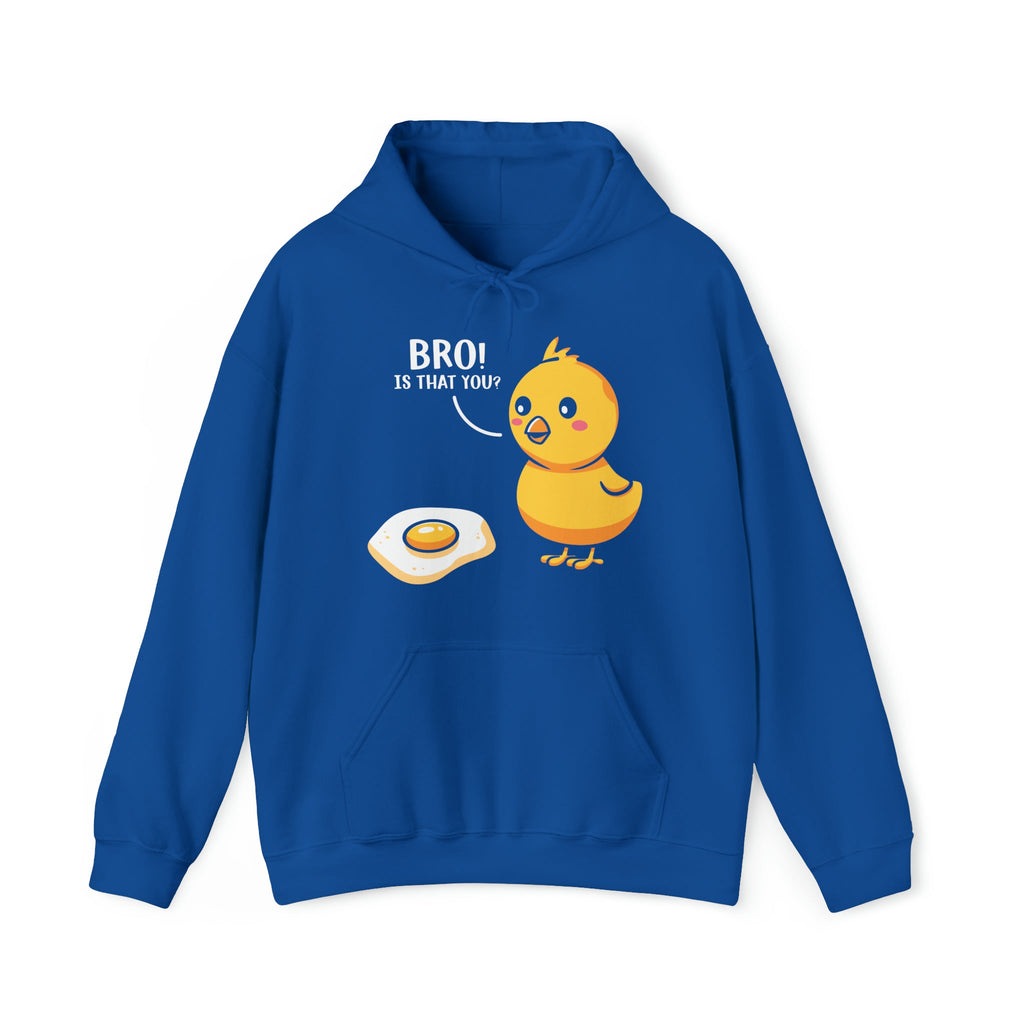 "DirkyThreadz 'Bro! Is That You?' Hoodie - Skurriles Cartoon-Küken- und Eier-Design"