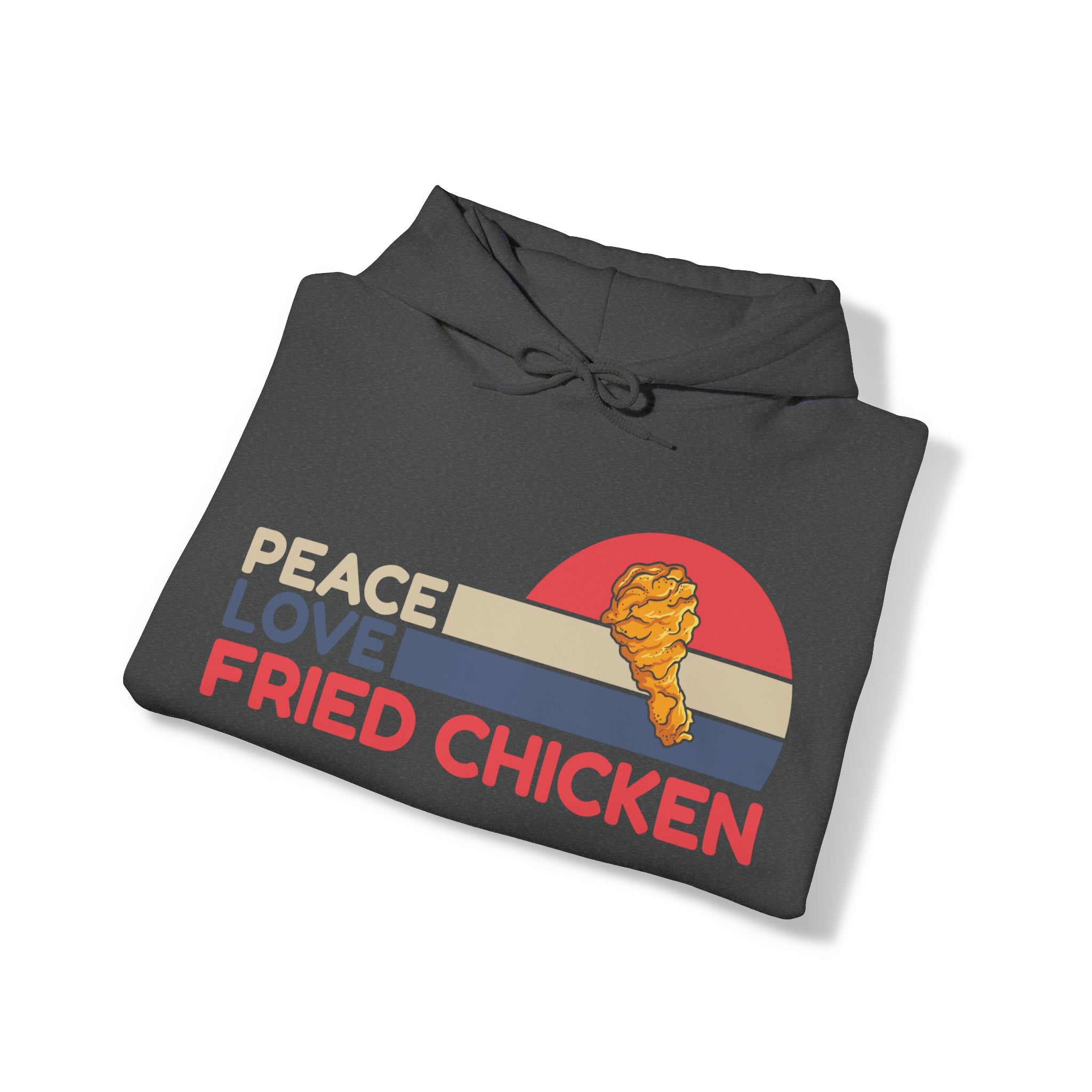 "DirkyThreadz 'Peace Love Fried Chicken' Hoodie – Kühnes und Verspieltes Comfort-Food-Design"
