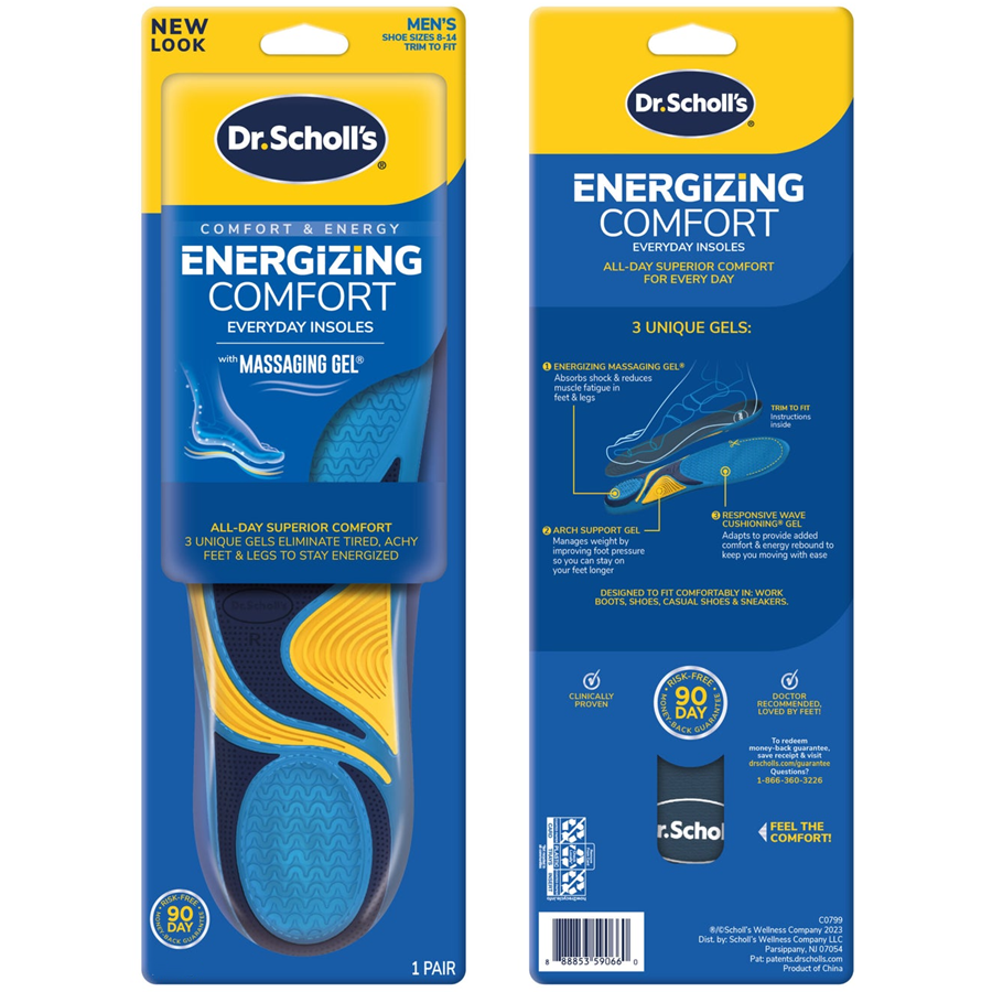 Dr. Scholl's  Energizing Comfort Mens Men Sizes 8-14 Insoles 1Ea