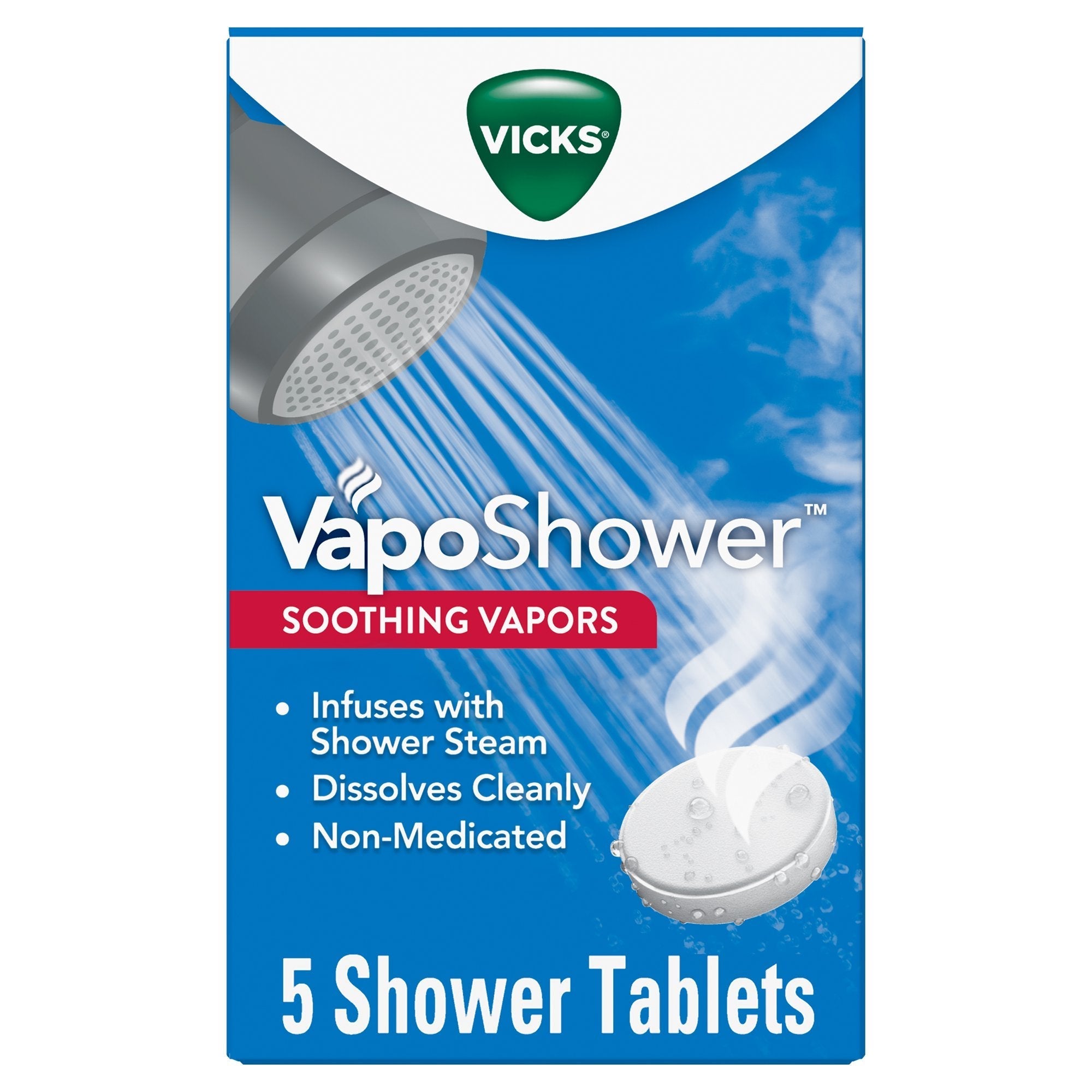 Vicks VapoShower Soothing Shower Bombs, Infused with Menthol, Camphor & Eucalyptus, 5 Count