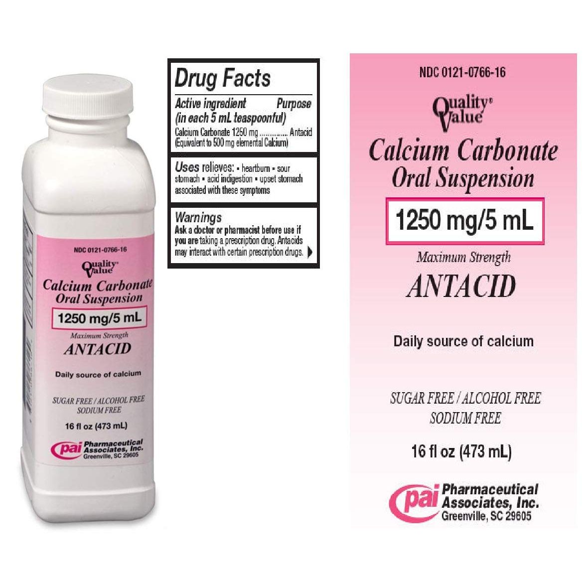 Quality Value Calcium Carbonate Oral Suspension 1250Mg/5 Ml - 16 Oz