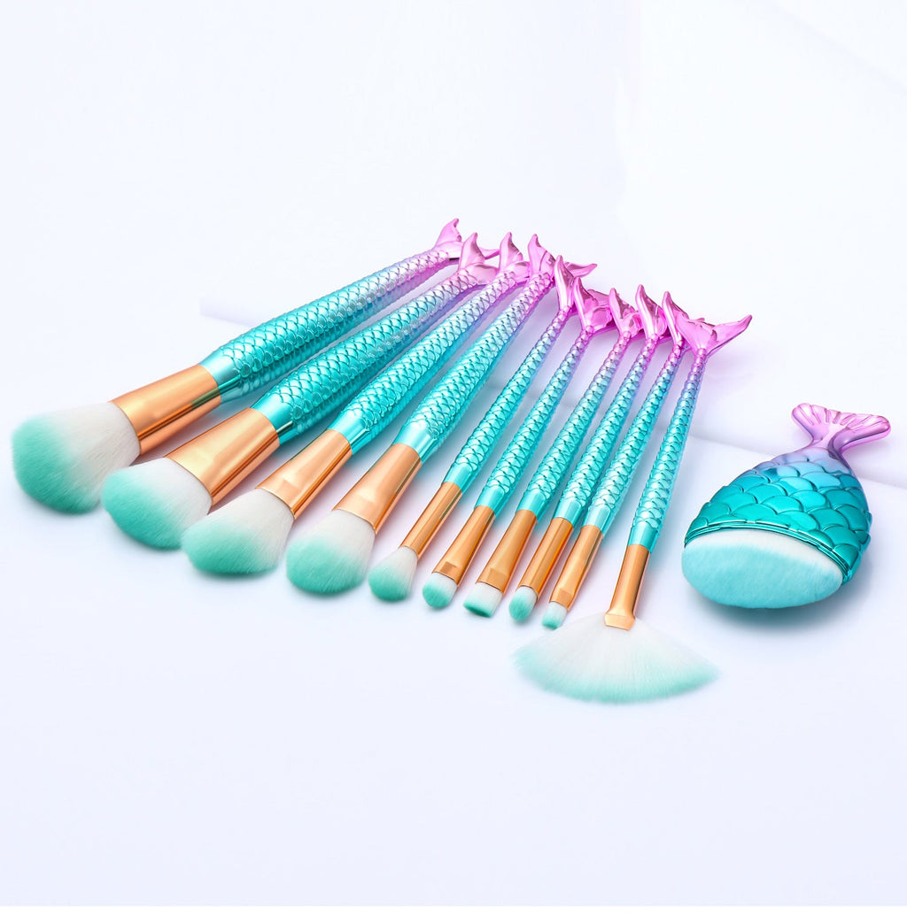 Gradient-Galvanisierter Meerjungfrauen-Make-up-Pinsel Make-up-Tool-Set