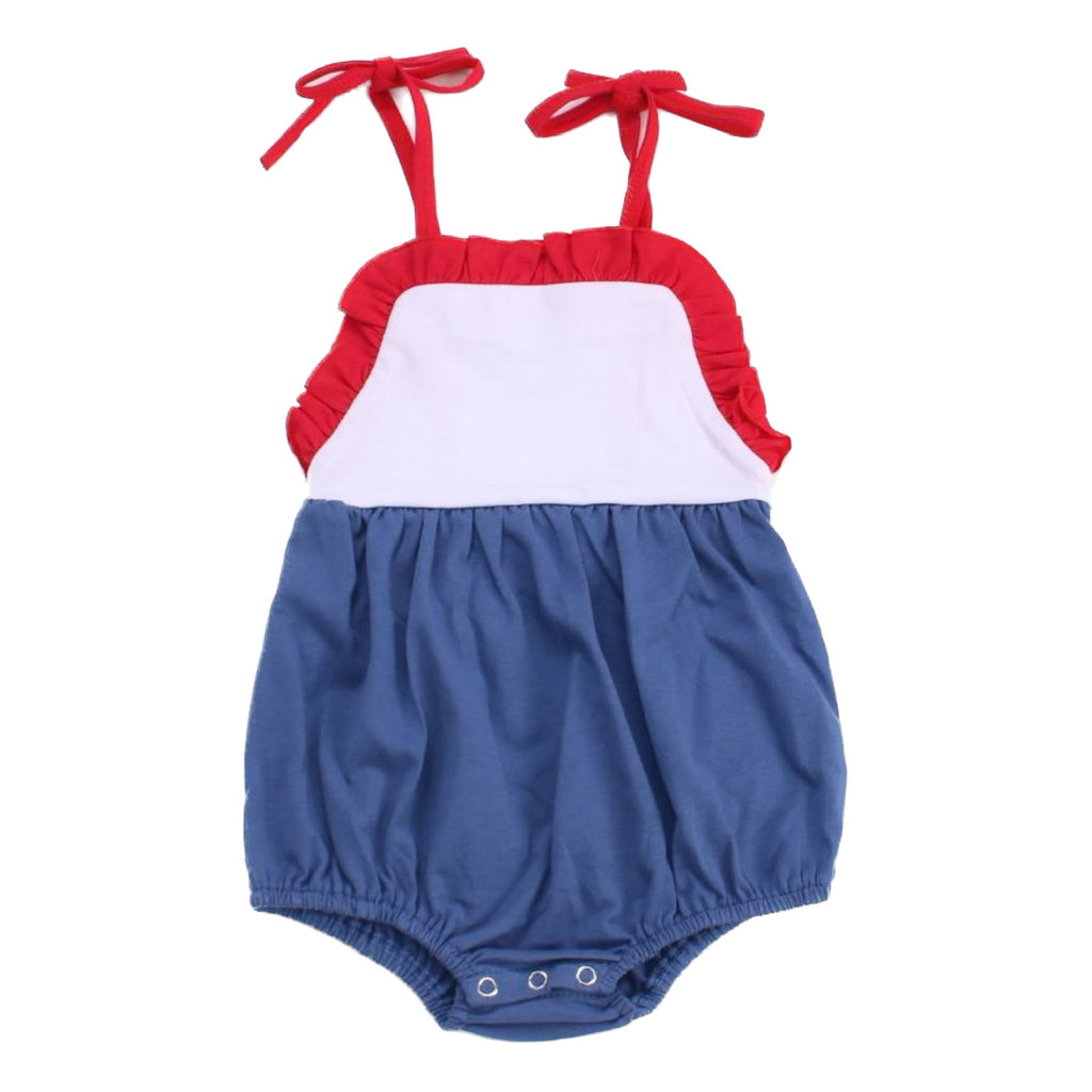 Threaded Cotton Ruffle Tie Sunsuit 100% Cotton