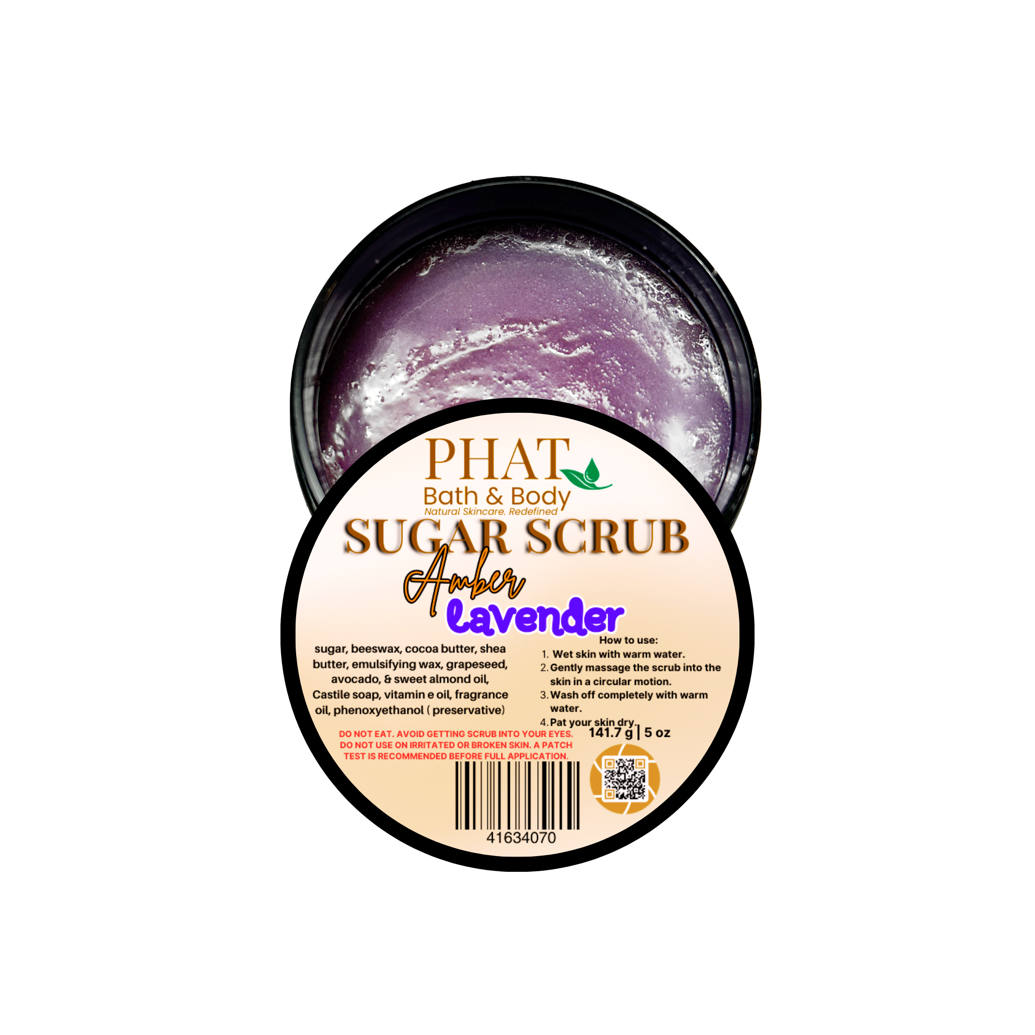 Amber & Lavender Whipped Sugar Scrub with Cocoa Butter Black Amber & Lavender Type | 5 oz