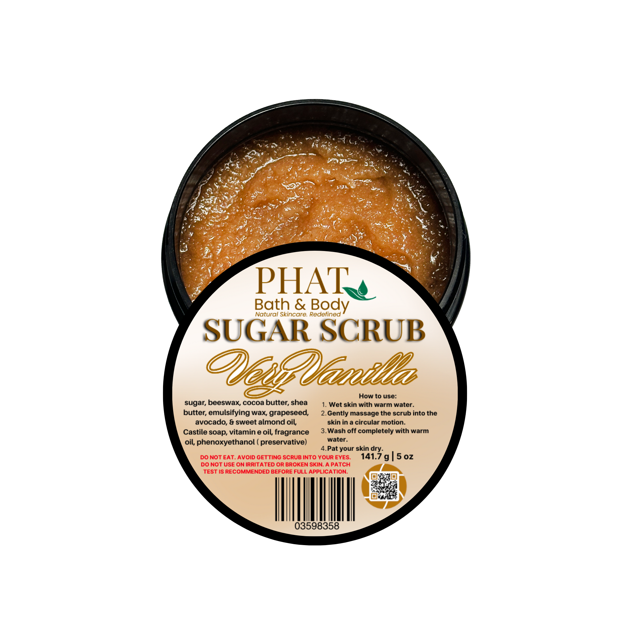 Very Vanilla Whipped Sugar Scrub with Shea & Cocoa Butter Vitamin E | 5 oz
