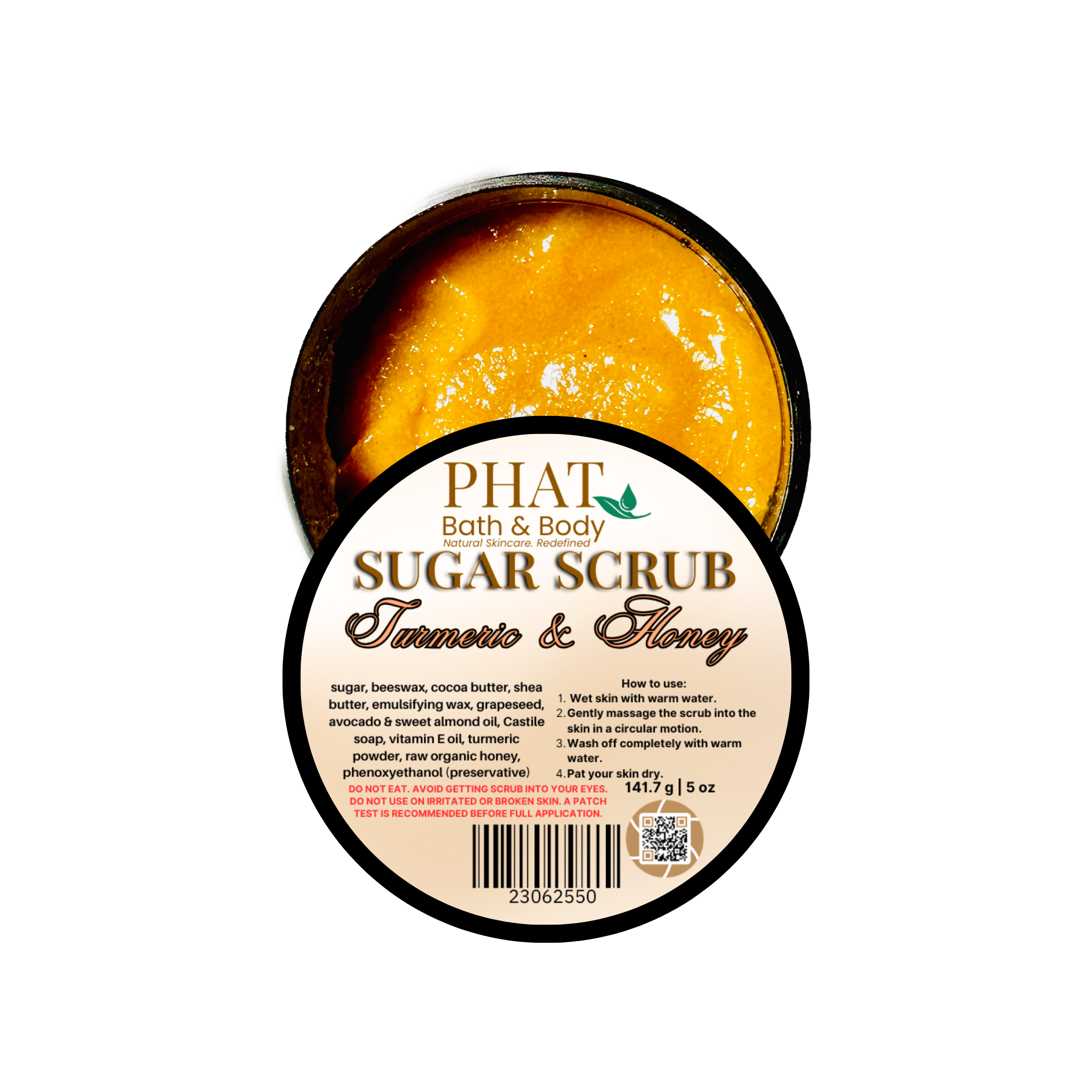 Turmeric & Honey Natural Whipped Sugar Scrub with Avocado Oil | 5 oz