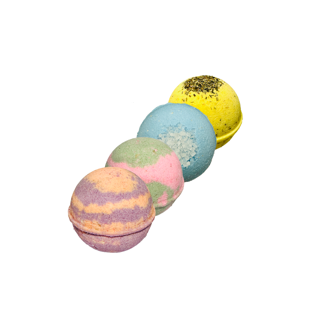 Natural Bath Bombs in Assorted Scents with Oatmeal & Vitamin E | Qty 4