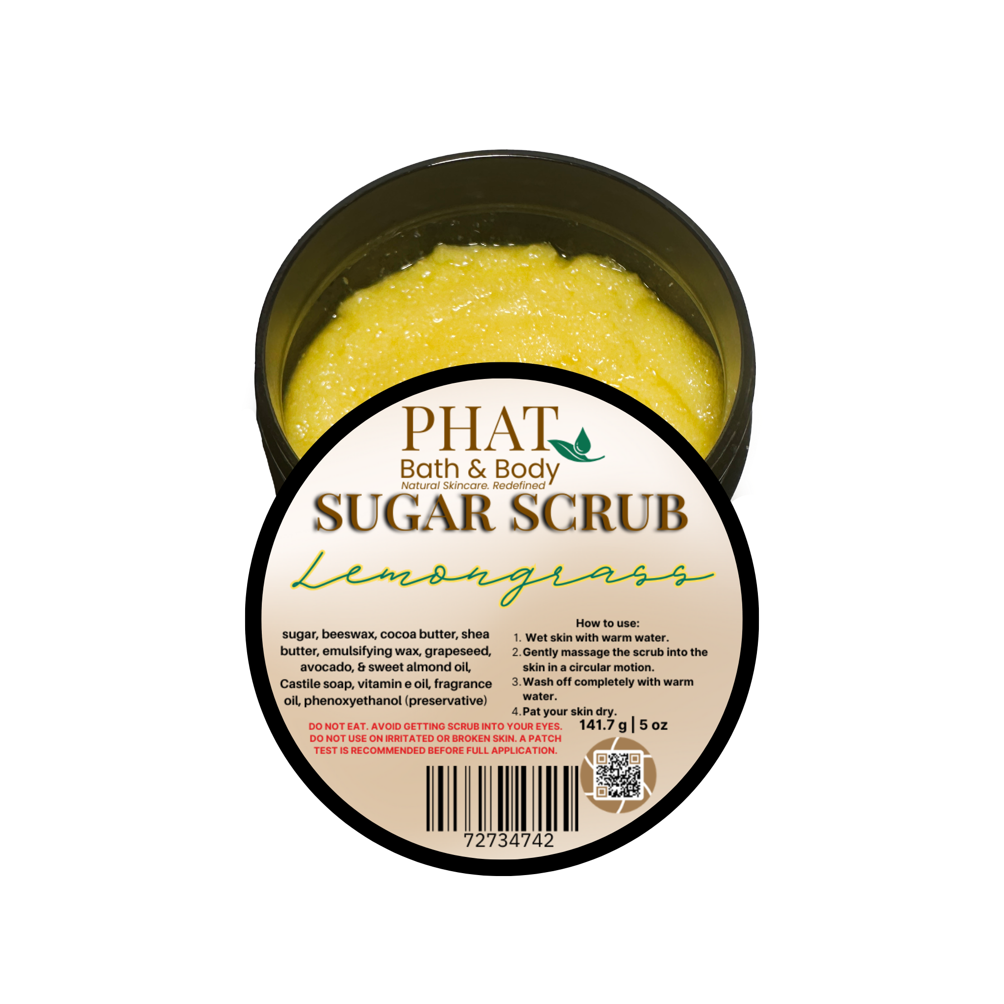 Lemongrass Whipped Sugar Scrub with Shea & Cocoa Butter | 5 oz