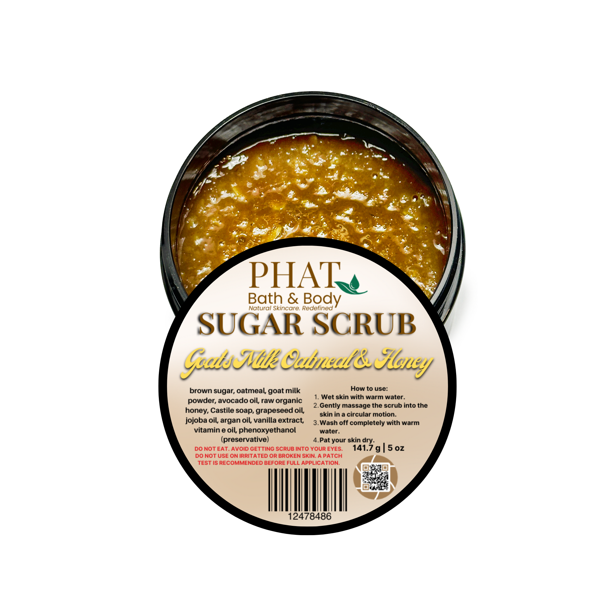 Goat's Milk Oatmeal Honey & Vanilla Natural Sugar Scrub with Avocado Oil | 5 oz