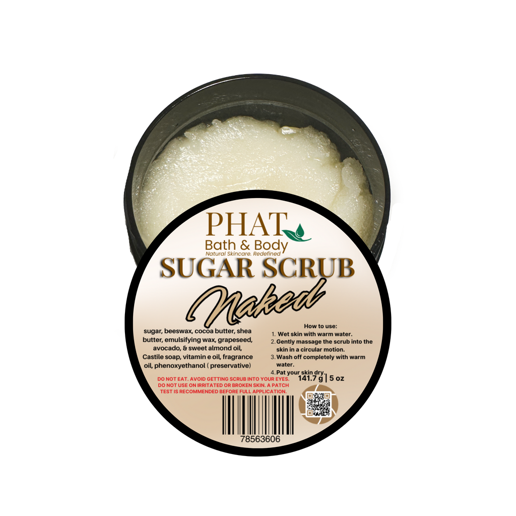 Naked Whipped Sugar Scrub with Shea & Cocoa Butter Vitamin E | 5 oz