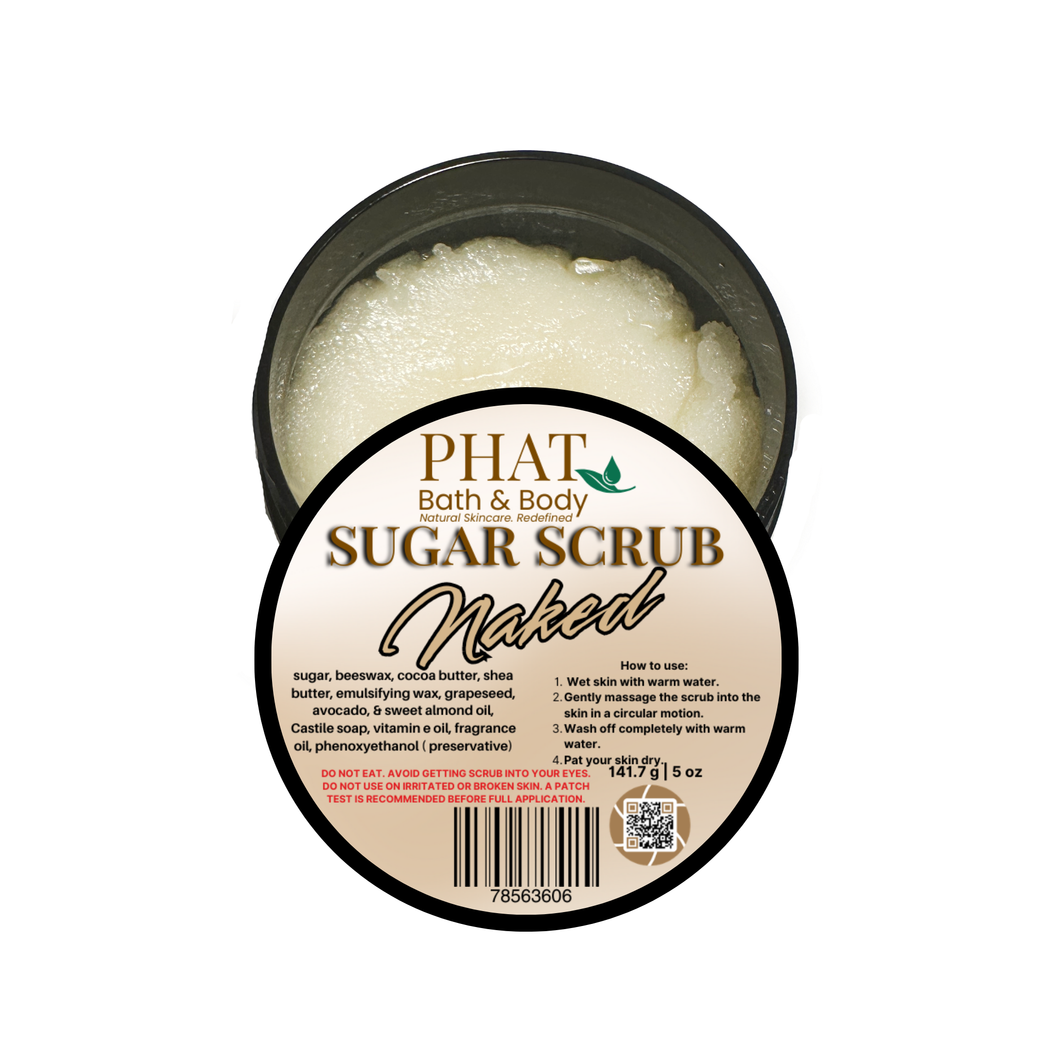 Naked Whipped Sugar Scrub with Shea & Cocoa Butter Vitamin E | 5 oz