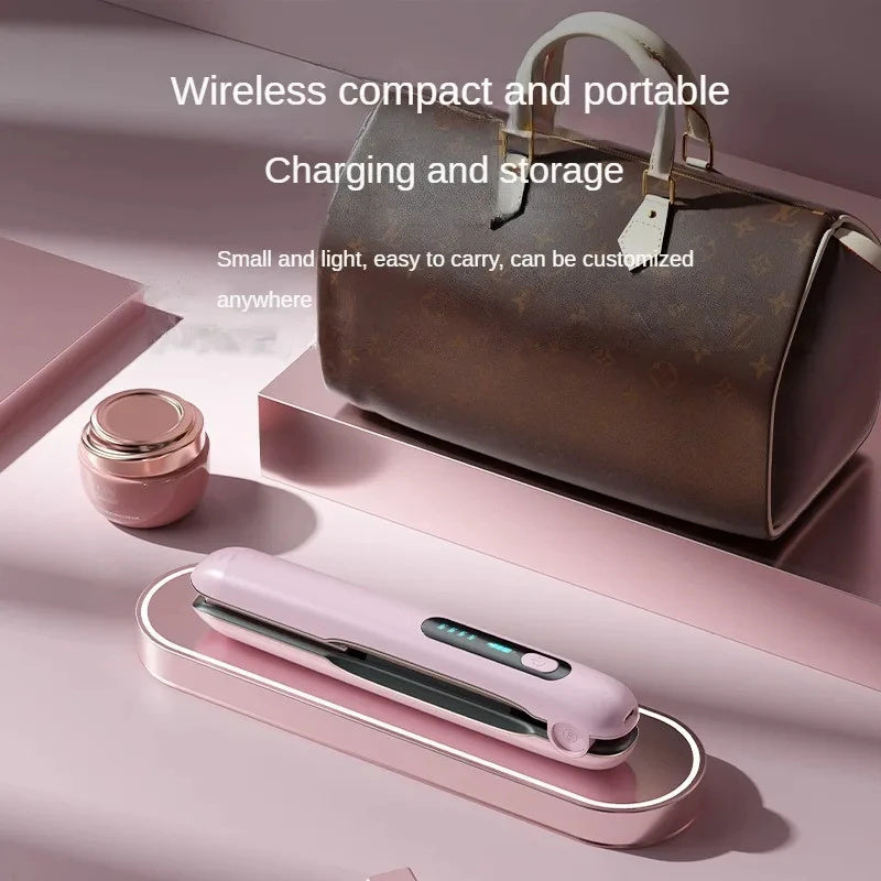 Kabelloser Haarglätter, Mini 2-in-1 Lockenwickler, USB, 5000 mAh, max. 200 Grad, tragbar, kabellos, 4 Stufen, trocken und nass verwendbar