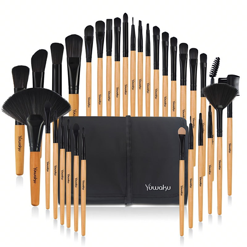 Ein tragbares 32-teiliges Make-up-Pinselset, das perfekt für Reisen, Geschäftsreisen und Make-up im Freien ist.