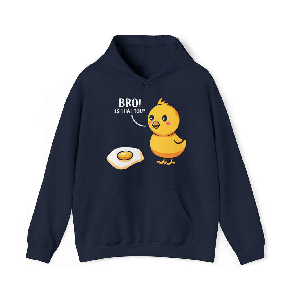 "DirkyThreadz 'Bro! Is That You?' Hoodie - Skurriles Cartoon-Küken- und Eier-Design"