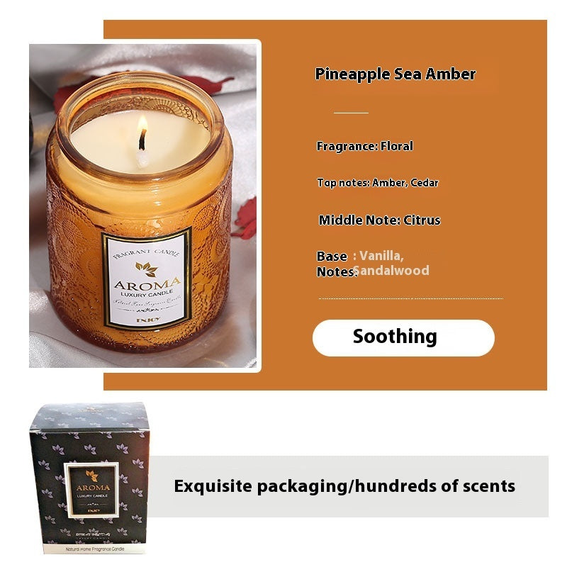 Große Aromatherapie-Kerze aus Glas mit Kreativrelief