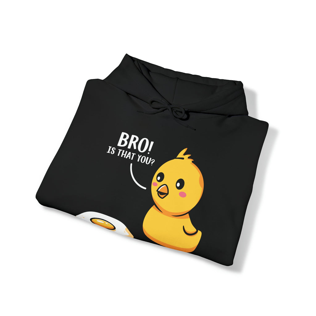 "DirkyThreadz 'Bro! Is That You?' Hoodie - Skurriles Cartoon-Küken- und Eier-Design"