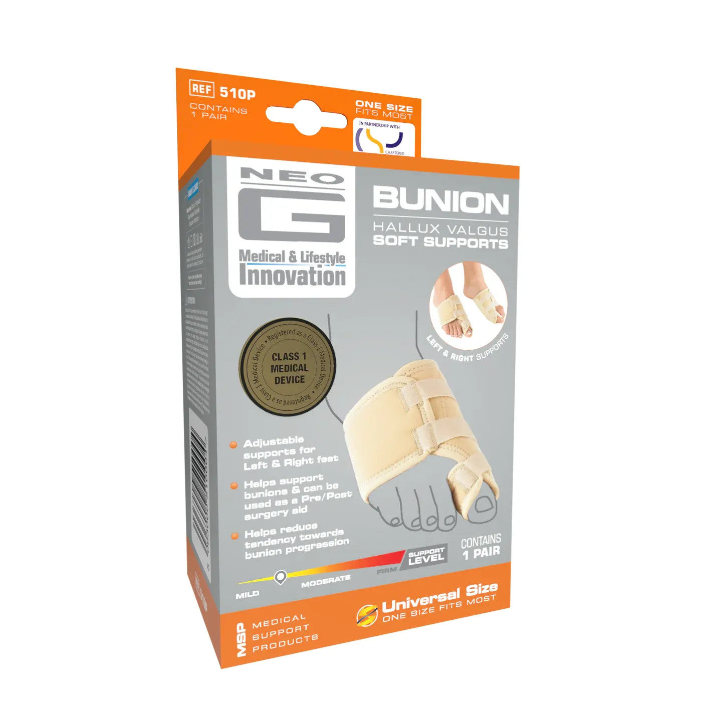 Neo G Bunion (Hallux Valgus) Soft Support for Left Foot - One Size Fits All (OSFA)
