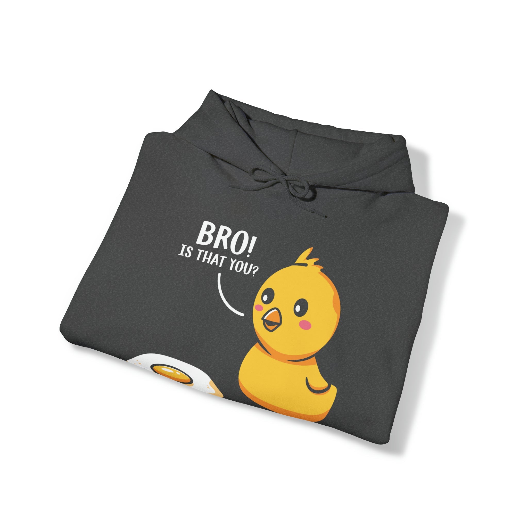 "DirkyThreadz 'Bro! Is That You?' Hoodie - Skurriles Cartoon-Küken- und Eier-Design"