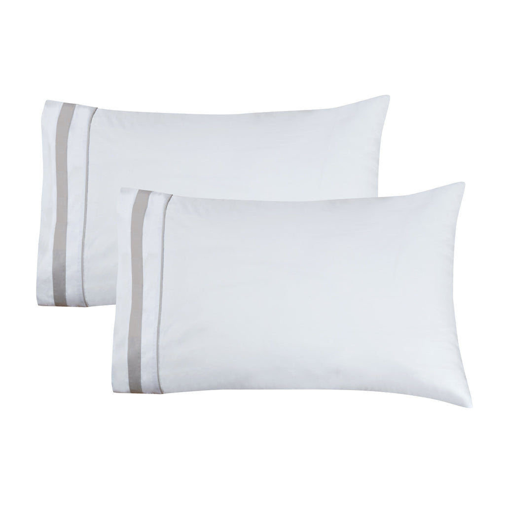 Klassisches Percale-Baumwoll-Bettlaken-Set mit Doppelborte