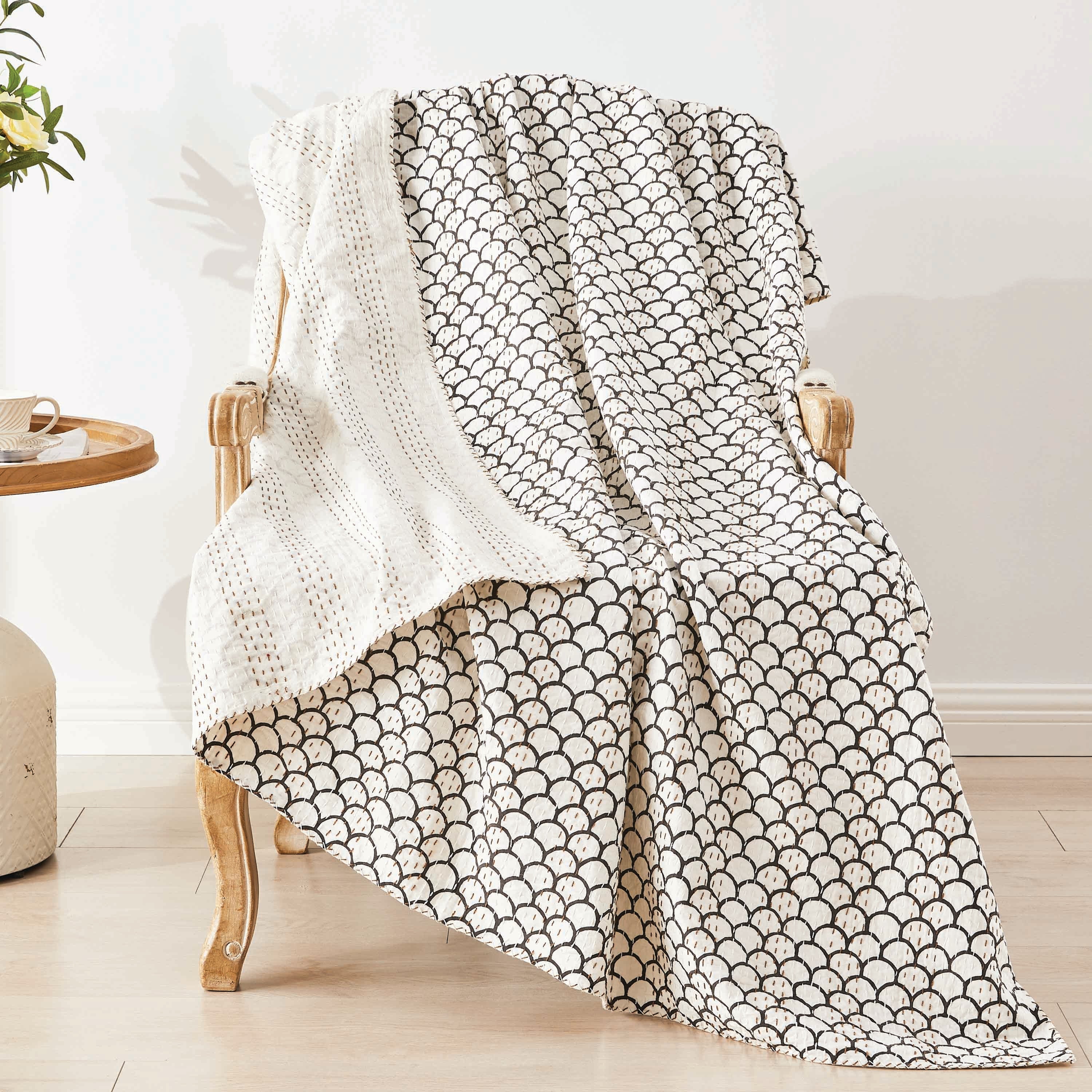 Hand Stitched Block Print Kantha Throws