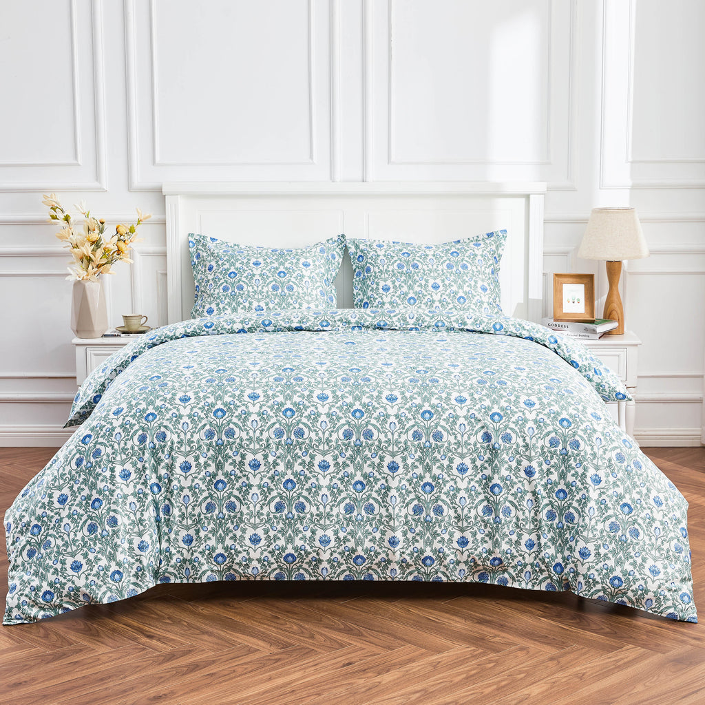 Bettbezug-Set mit Blumendruck im Arts & Crafts-Stil