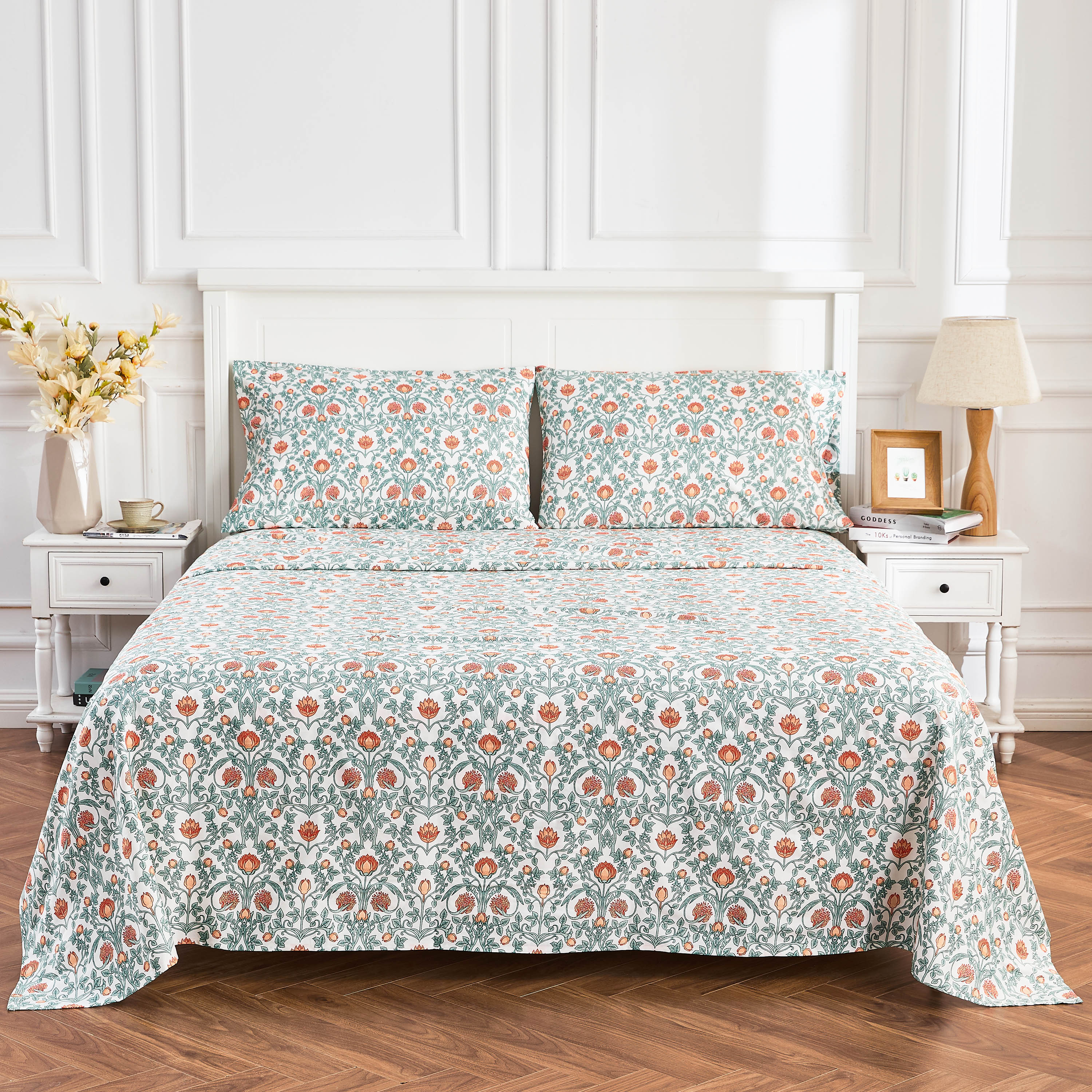 Bettlaken-Set mit Blumenmuster im Arts & Crafts-Stil