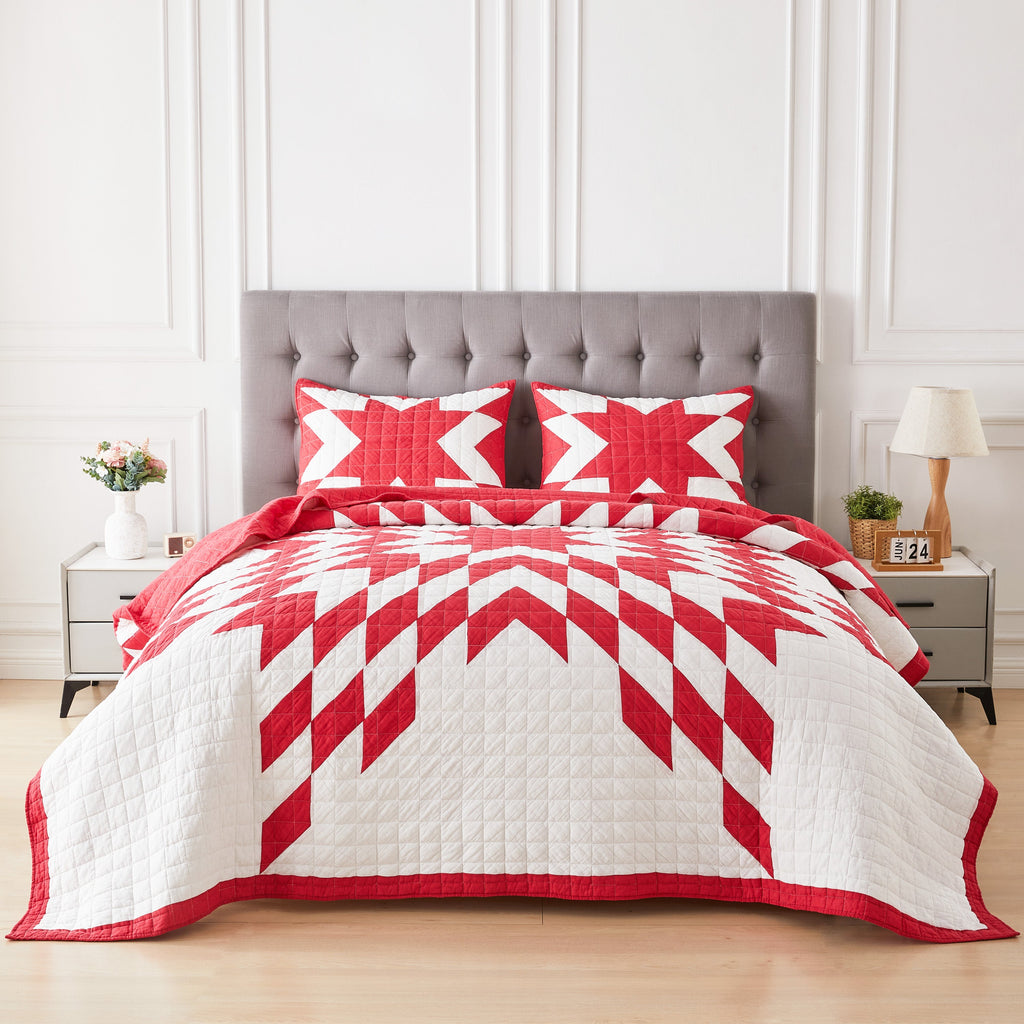 Patchwork-Tagesdecken-Set aus Baumwolle mit Sternenmuster