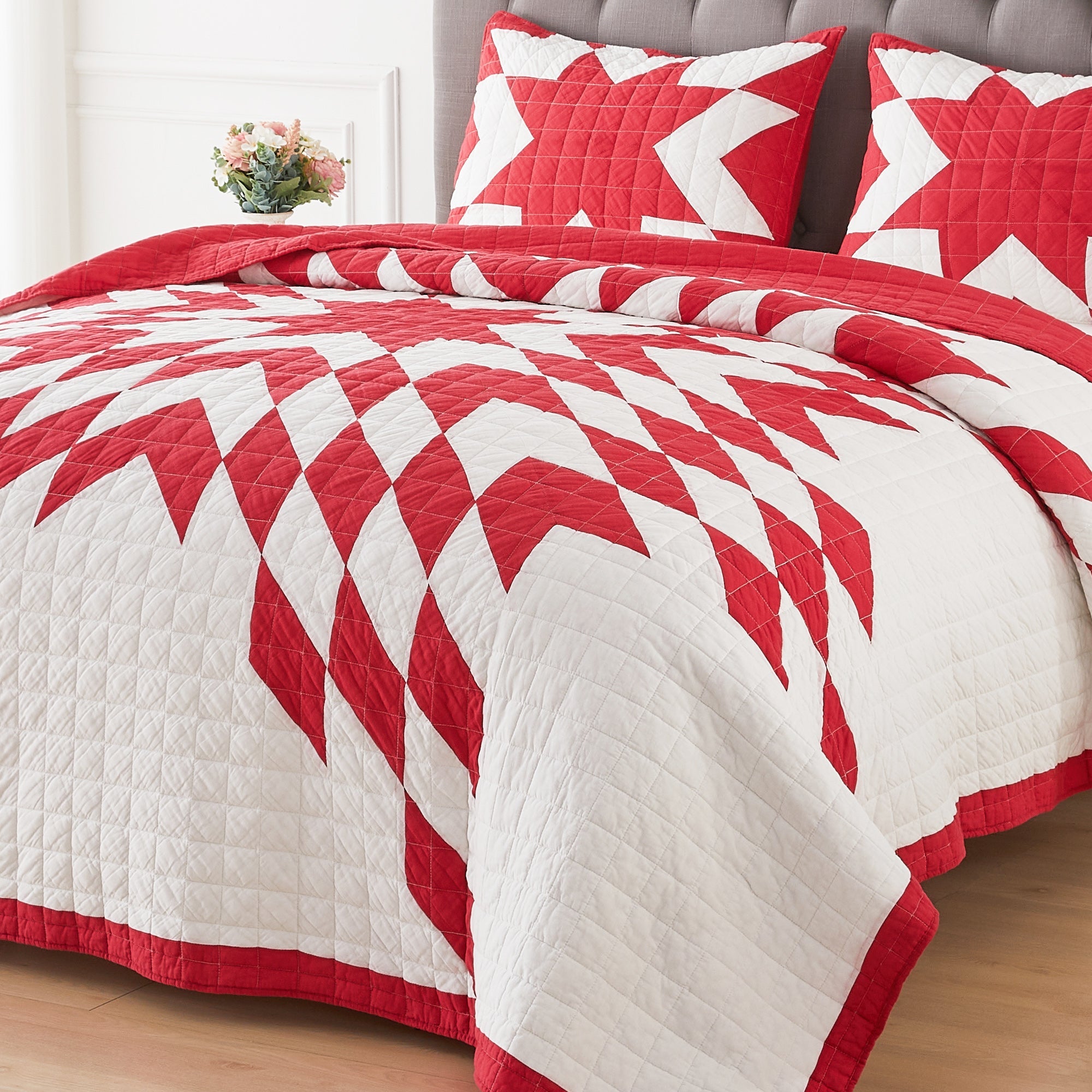 Patchwork-Tagesdecken-Set aus Baumwolle mit Sternenmuster