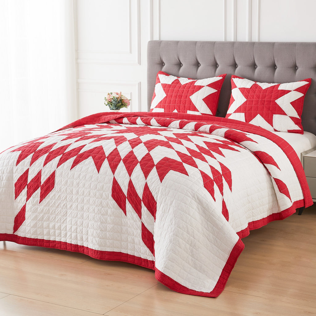 Patchwork-Tagesdecken-Set aus Baumwolle mit Sternenmuster
