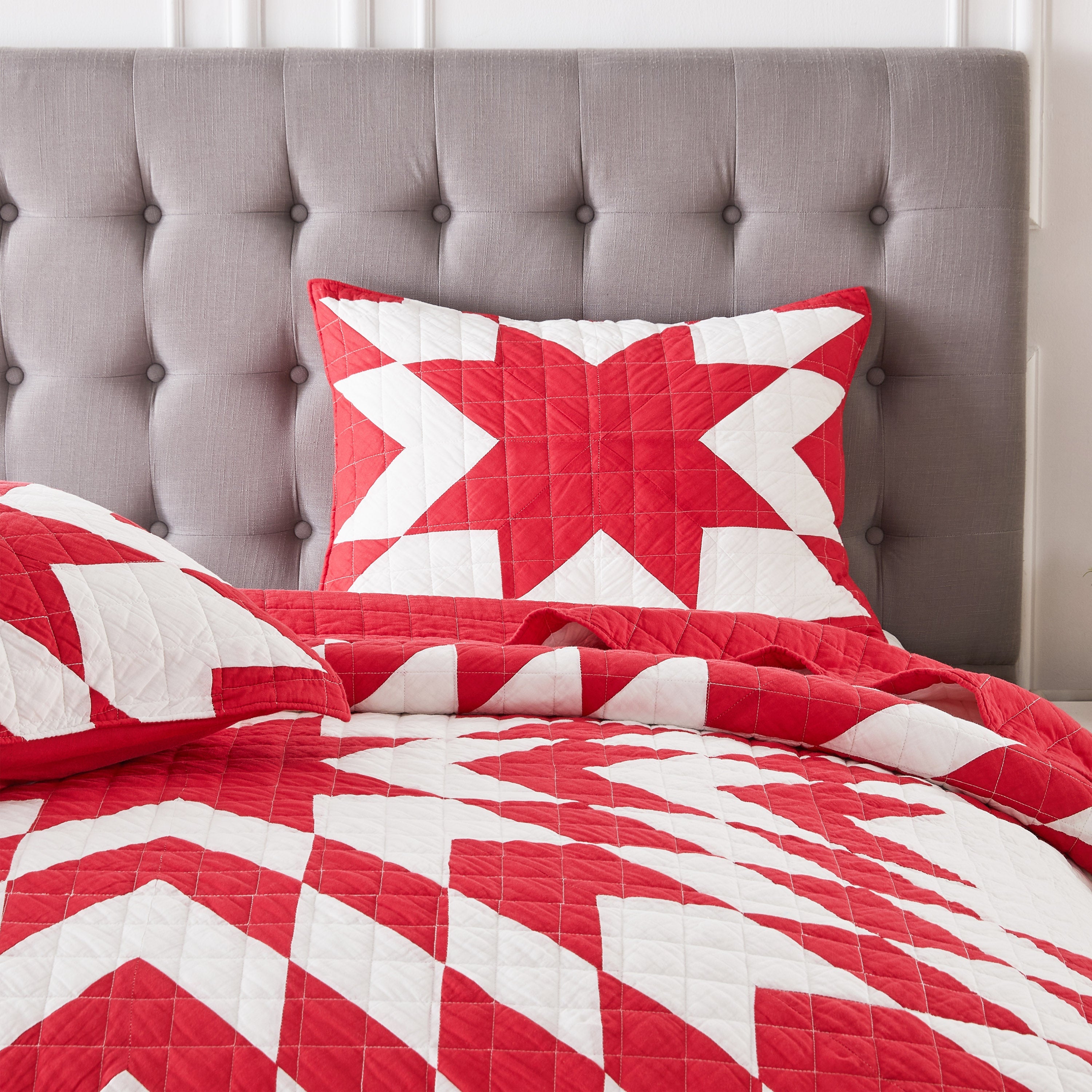 Patchwork-Tagesdecken-Set aus Baumwolle mit Sternenmuster