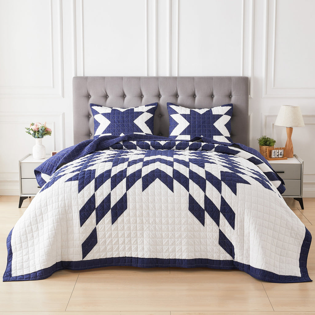 Patchwork-Tagesdecken-Set aus Baumwolle mit Sternenmuster