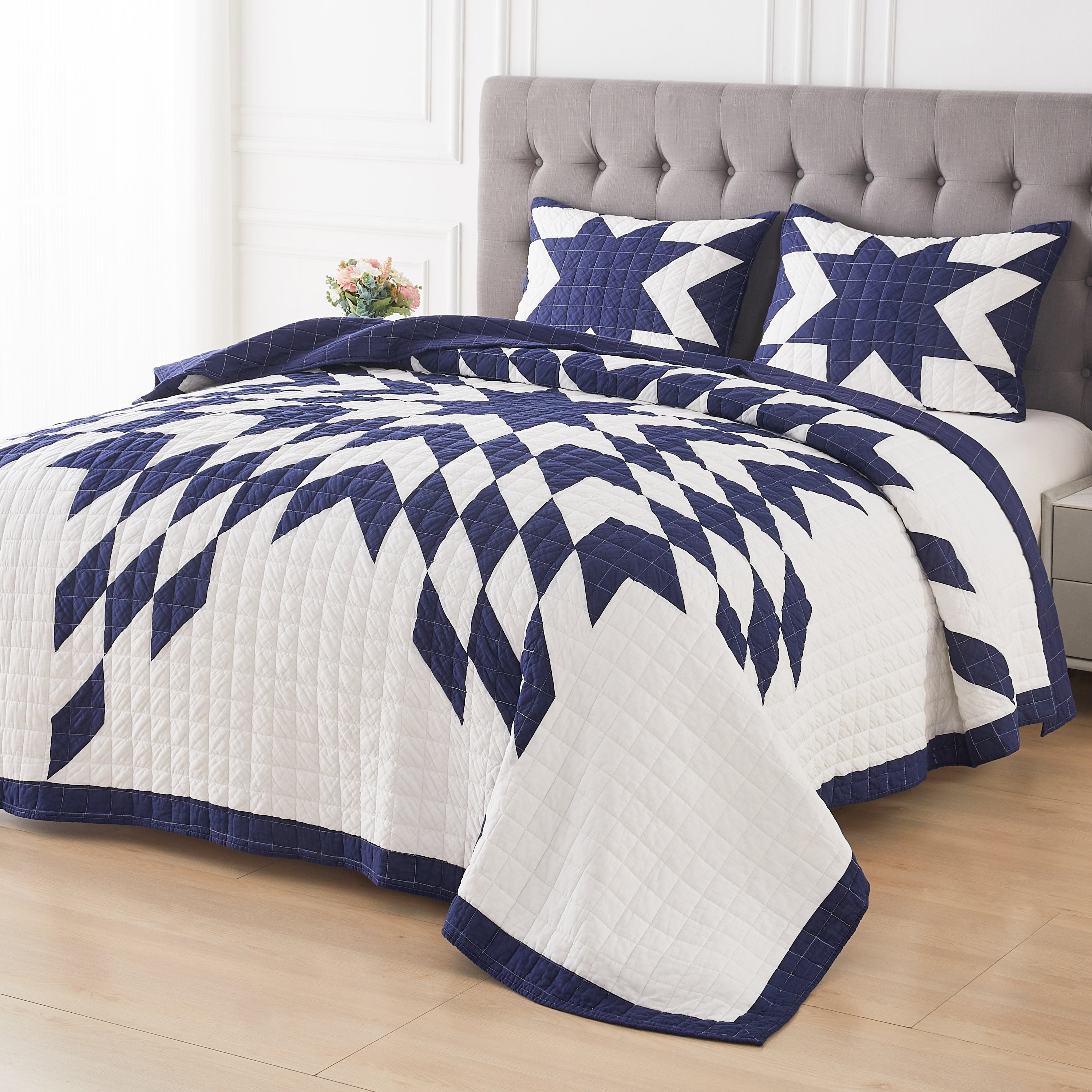 Patchwork-Tagesdecken-Set aus Baumwolle mit Sternenmuster