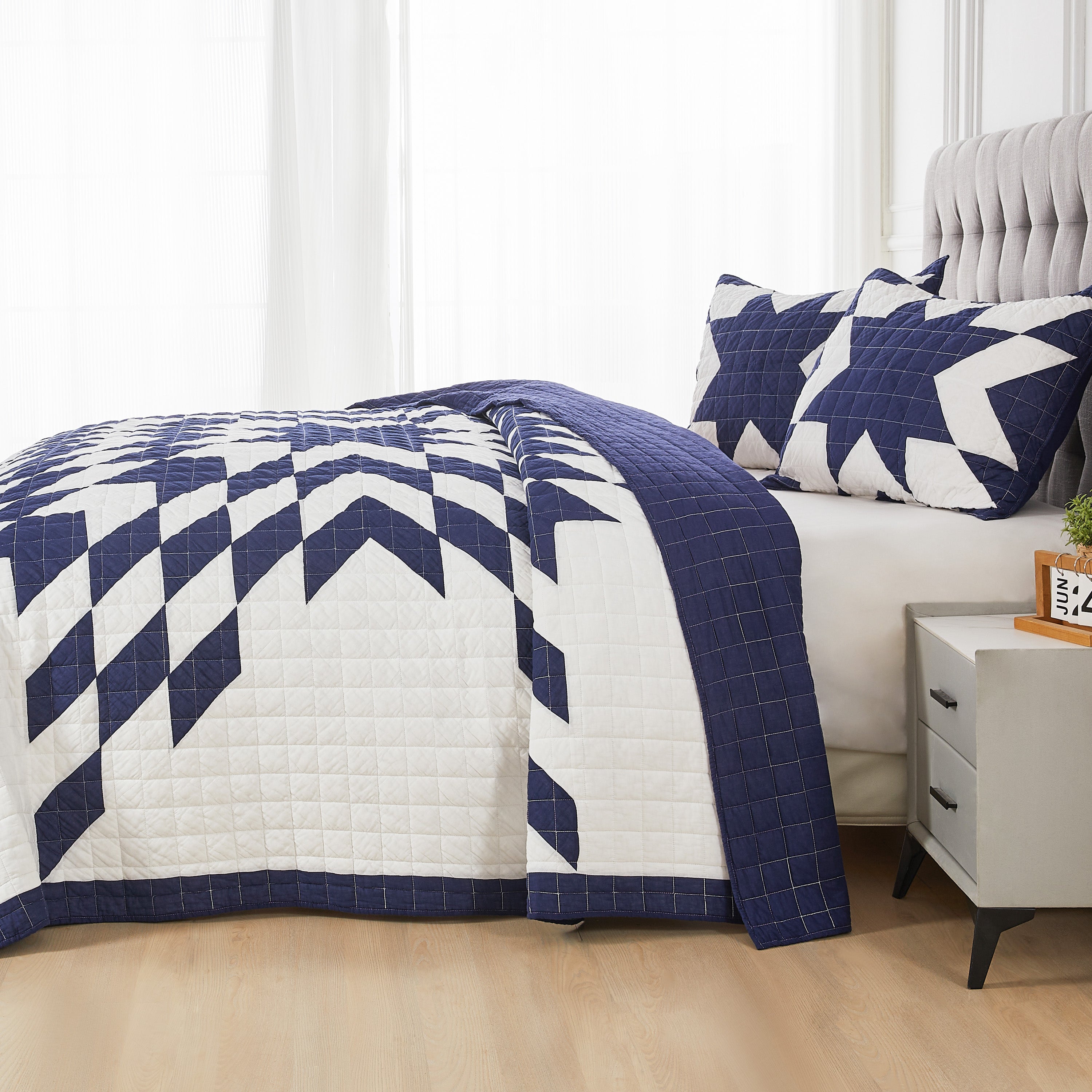 Patchwork-Tagesdecken-Set aus Baumwolle mit Sternenmuster