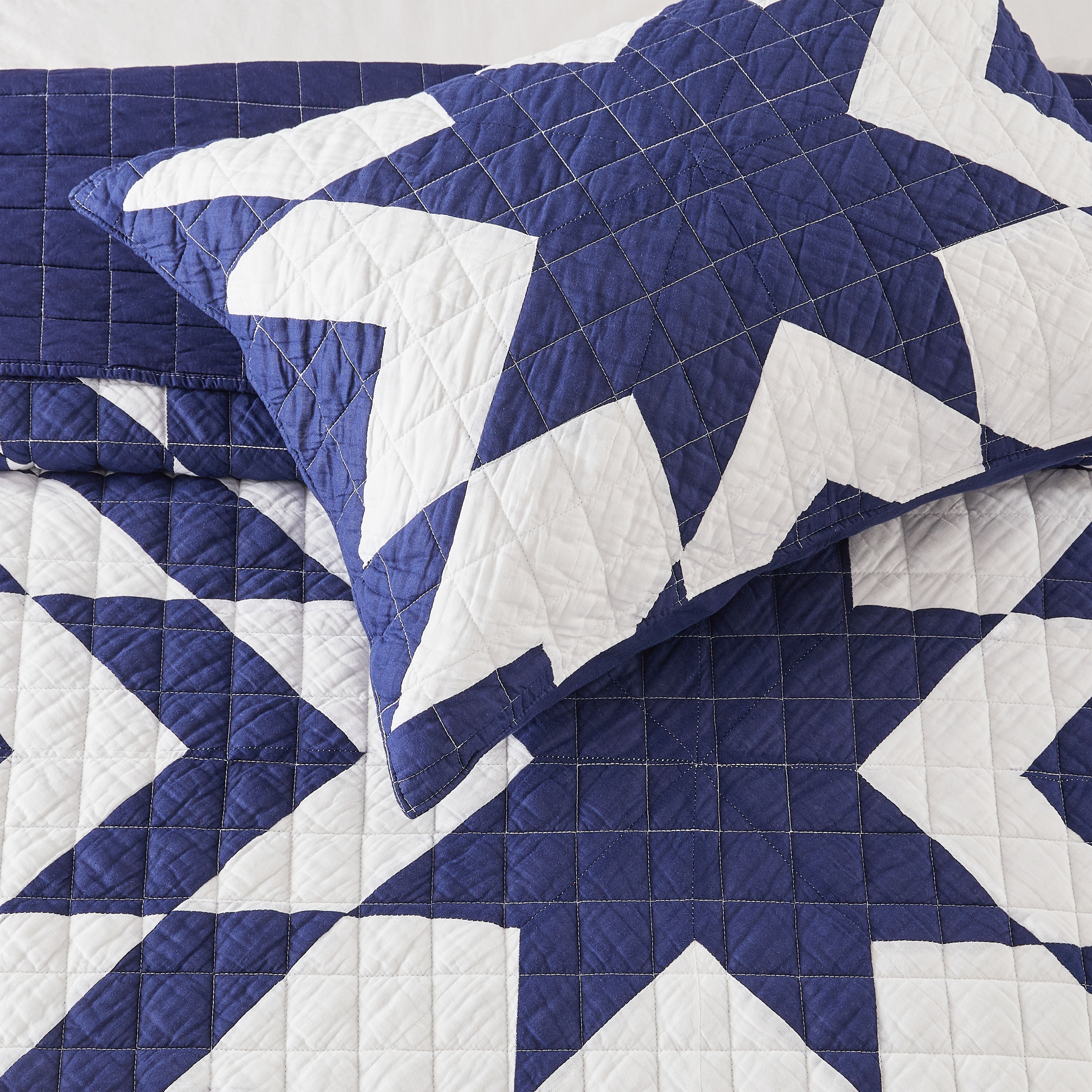 Patchwork-Tagesdecken-Set aus Baumwolle mit Sternenmuster