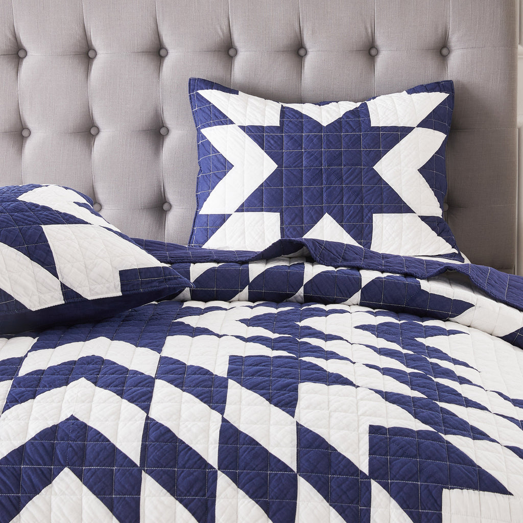 Patchwork-Tagesdecken-Set aus Baumwolle mit Sternenmuster