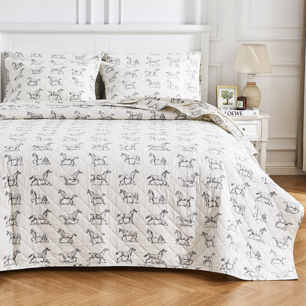 Pferde-Bettwäsche-Set aus Baumwollflanell