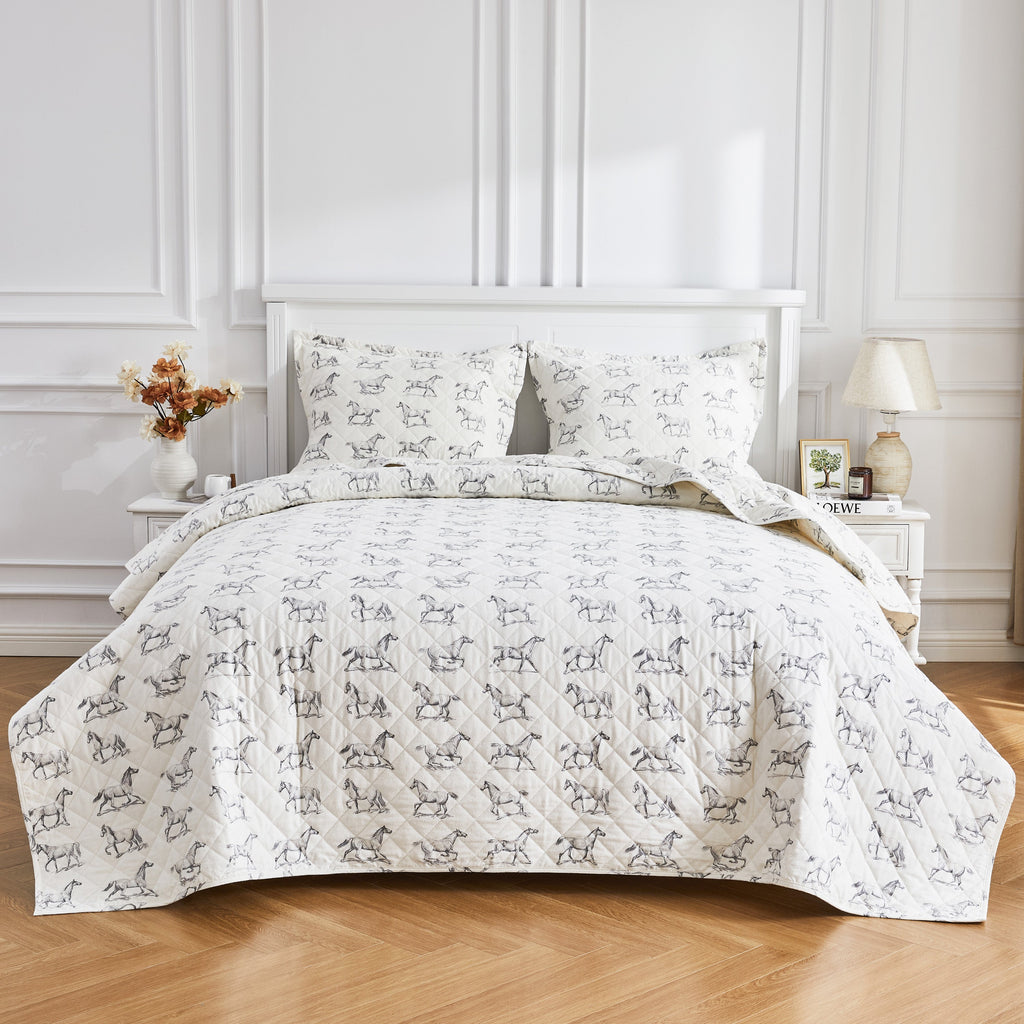 Pferde-Bettwäsche-Set aus Baumwollflanell