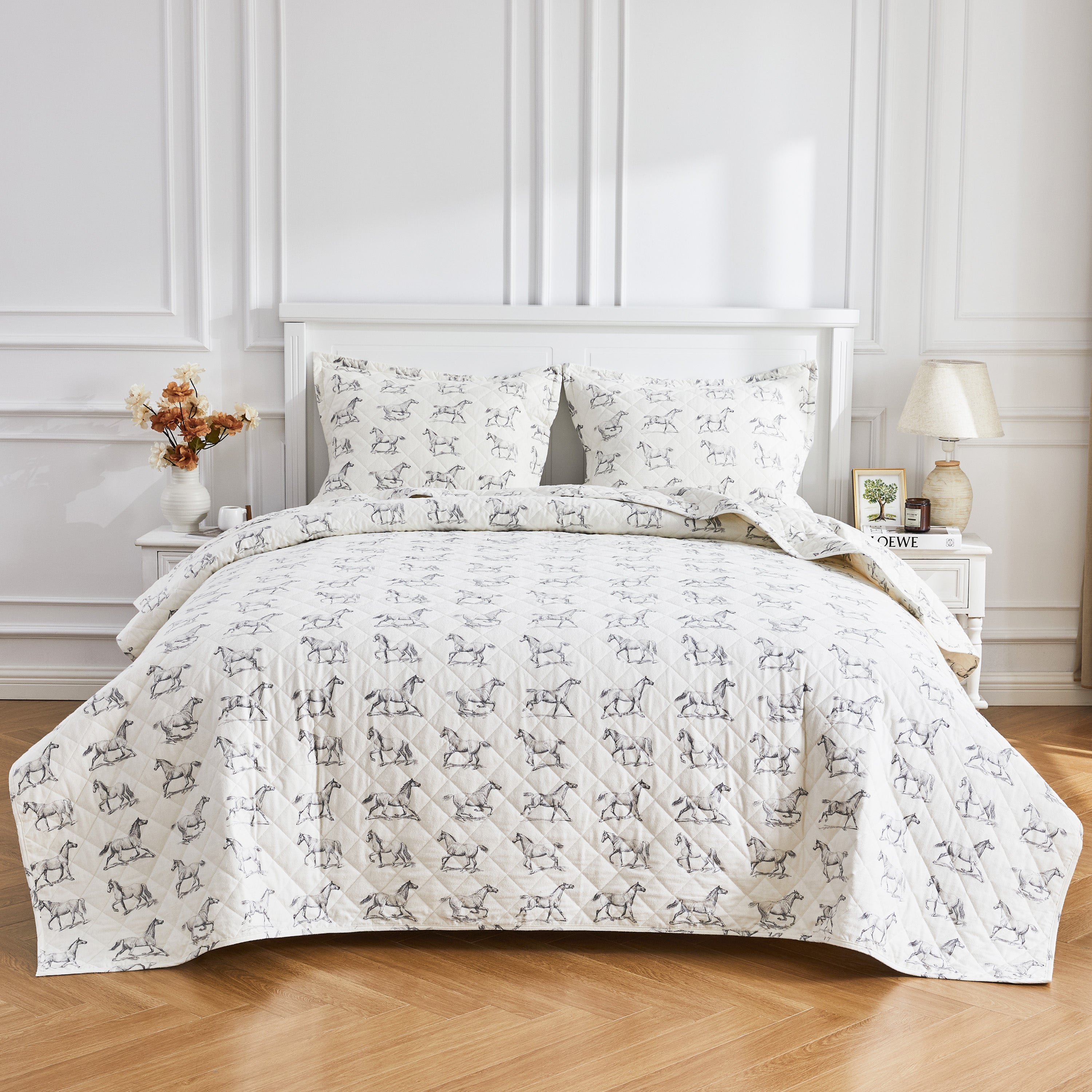 Pferde-Bettwäsche-Set aus Baumwollflanell