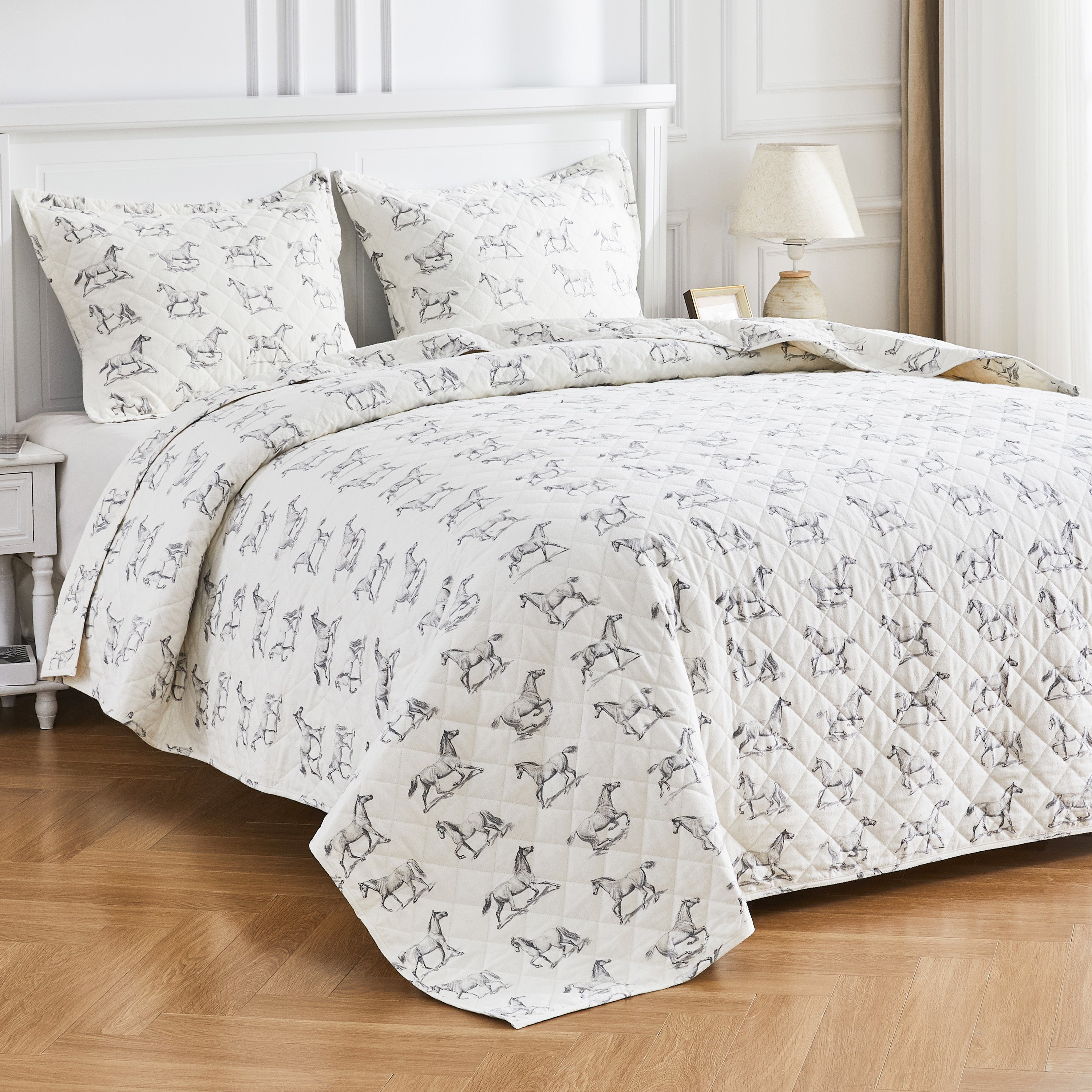 Pferde-Bettwäsche-Set aus Baumwollflanell