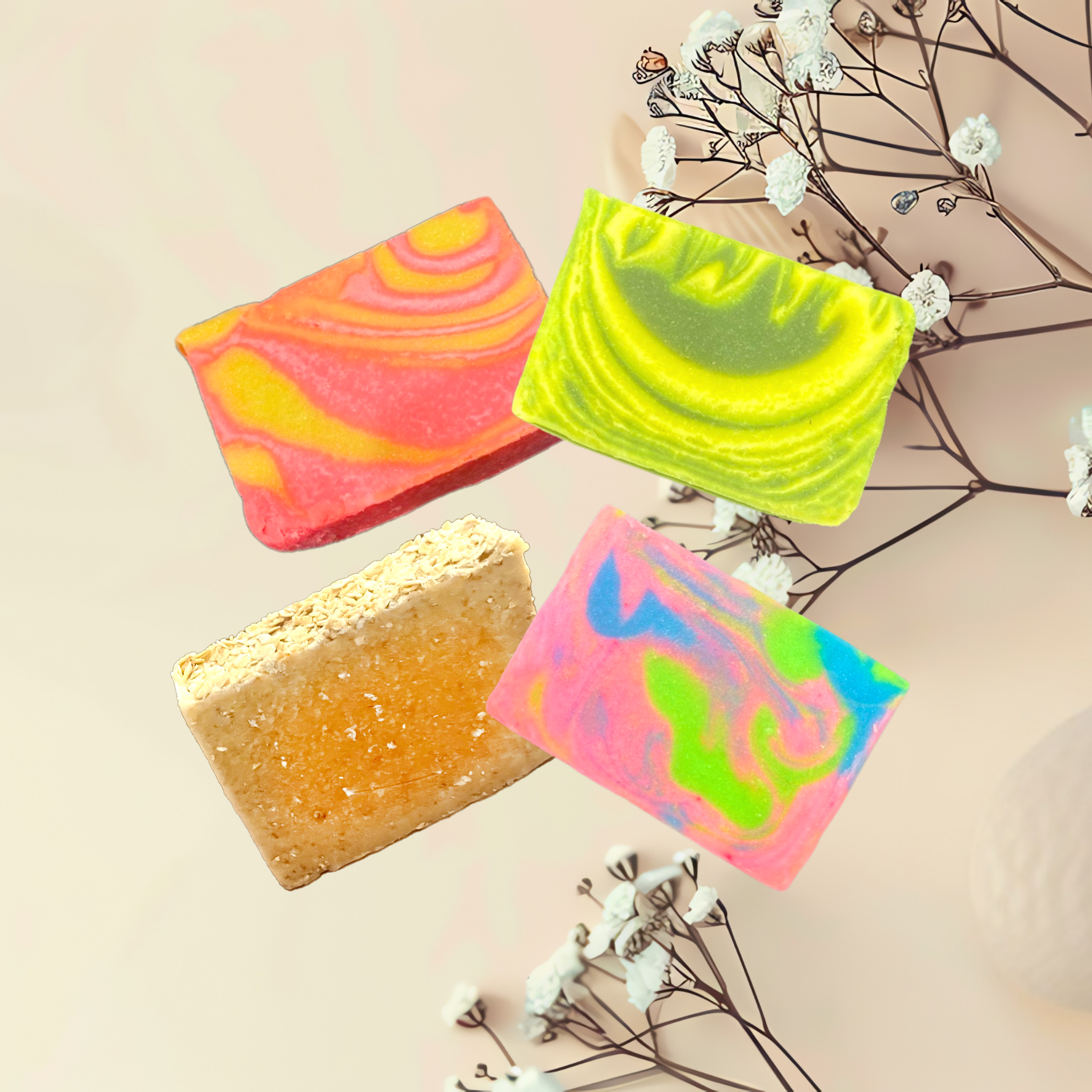 Handmade Natural Bar Soaps in Assorted Scents Coconut & Olive Oil Soap | Qty 4