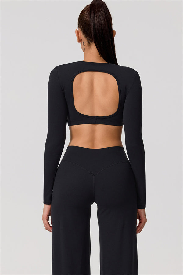 The Nestle Long Sleeve Crop Top Straight Leg Pants 2-Piece Set