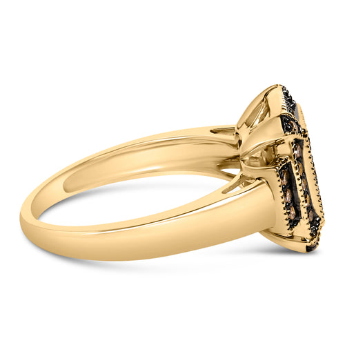 10K Yellow Gold Plated .925 Sterling Silver 1/2 Cttw Champagne Diamond Step Up Ring - Size 7