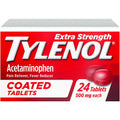 Tylenol Extra Strength Coated Tablets, 500mg Acetaminophen, Easy to Swallow, 24 ct