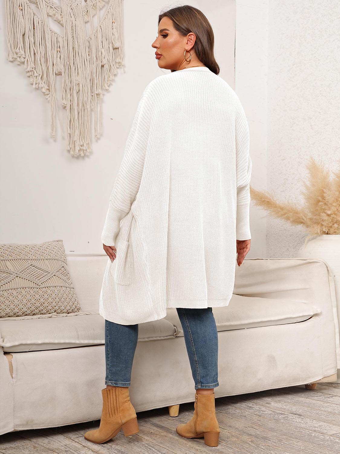 Open Front Cardigan With Pockets