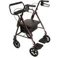 ProBasics Transport Rollator Walker With Seat And Wheels, Folding Walker And Transport Chair, Burgundy